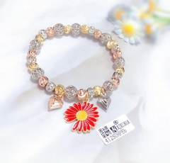 Chrysanthemum pendant beaded bracelet