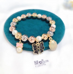 Bow pearl/bow/shell pendant elegant bracelet