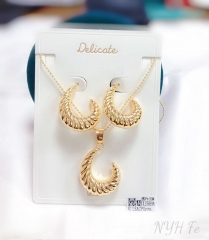 Hook shape smooth earring necklace set