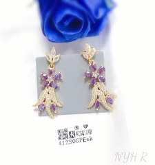 Purple flower fashion pendant gold/silver earring