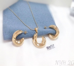 Polishing hook shape new style earring necklace set