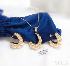 Smooth trendy earring necklace set