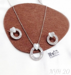 Heart model jasper style hollow shape earring necklace set