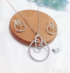 Hollow round model simple earring necklace set