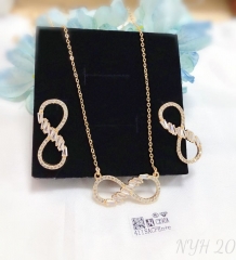 Infinite model zircon gold/silver earring necklace set