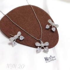 Cherry model exquisite silver/gold earrings necklace set