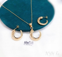 Arc shape polishing earring necklace set