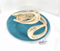 Hollow style gold/silver big bangle set