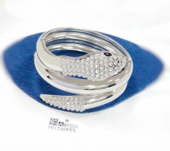 Gorgeous zircon snake shape silver/gold big bangle