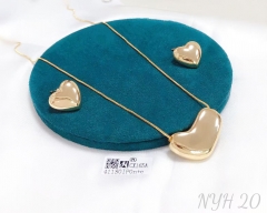 Polishing heart fashion gold/silver earring necklace set