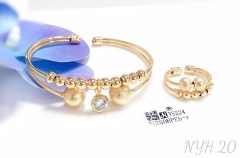 Frosted and polishing ball shape bangle ring set