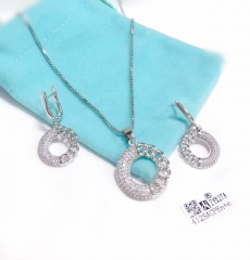 Half buckle half zircon style earring necklace set