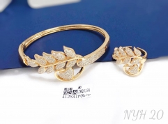 Leaf shape hot sale style gold/silver bangle ring set