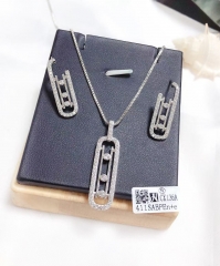 rectangle shape simple silver/gold earring necklace set