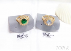 Green/white round zircon rings