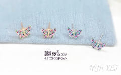 Colored butterfly shaped fashion stud earrings