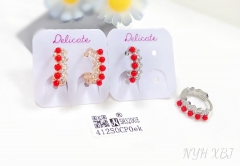 Half red half zircon model earring