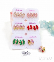 Bow style artificial gemstone earrings