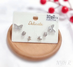 Crystal butterfly/bow shaped shiny stud earrings