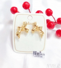 Bow shaped exquisite gold/silver stud earrings