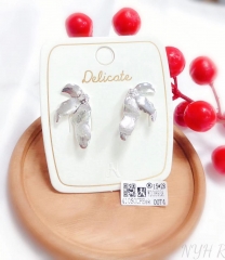 Half flower shiny stud earrings