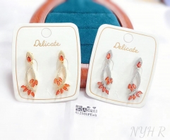 Orange red crystal exquisite pendant earrings