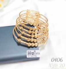 Handmade beads style gold color bangle set