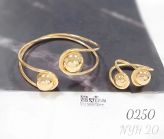 Polishing ball style irregular bangle ring set
