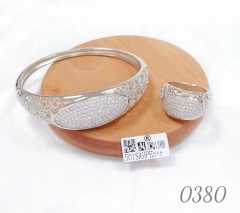 Gorgeous Inlay Zircon Fashion Silver/Gold Bangle Ring Set