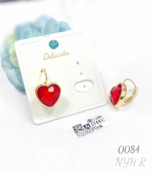 Red heart zircon fashion earring