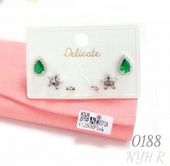 Emerald Drop Star Bow Earrings