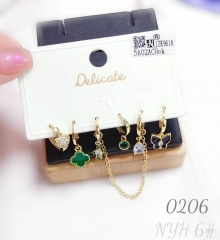 Heart Butterfly Four-Leaf Clover Earring Set