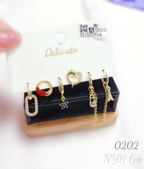 Star Round Diamond Heart Earring Set