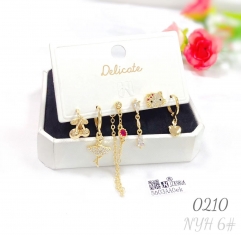 6pc Heart-shaped cherry earrings