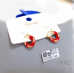 Delicate red hoop earrings