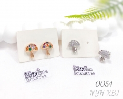 Colored zircon mushroom stud earrings