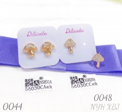 Mushroom micro-inlaid zircon stud earrings