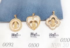 New round love four-leaf clover Virgin Mary hollow pendant