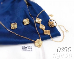 New arrival four-leaf clover necklace bracelet ring earring set