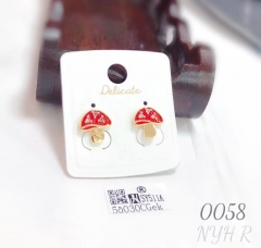 Fashionable red mushroom earrings