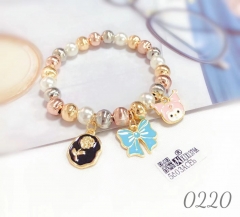 New Arrival Rose Blue Bow Pink Coulomi Bead Bracelet