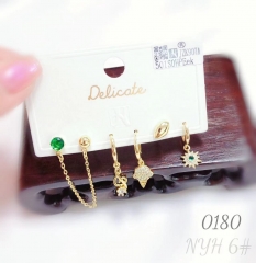 New Gold Star Conch Ice Cream Diamond Pendant Earrings