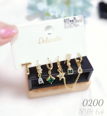 New T Star Tassel Diamond Earring Set