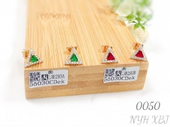 Triangle Colored Zircons Stud Earrings