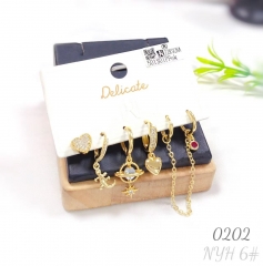 Wholesale zircon six-piece earrings