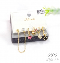 A set of 6 cute and elegant jewelry trendy earrings