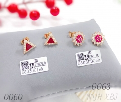 Brass Earrings Sunflower Colored Zircon Gold Earrings for Women