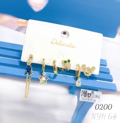 Hot Sell Chic Cute Design Gold Plated Copper Earrings Jewelry Set