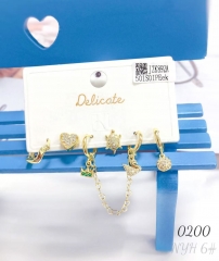 6Pcs Unique Colorful Zircon Earrings Set