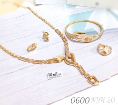 A 4-piece jewelry set with inlaid stone necklaces, bracelets, earrings and rings